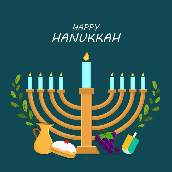 Joodse vakantie Hanukkah met menora (traditionele Candelabra), d — Stockvector