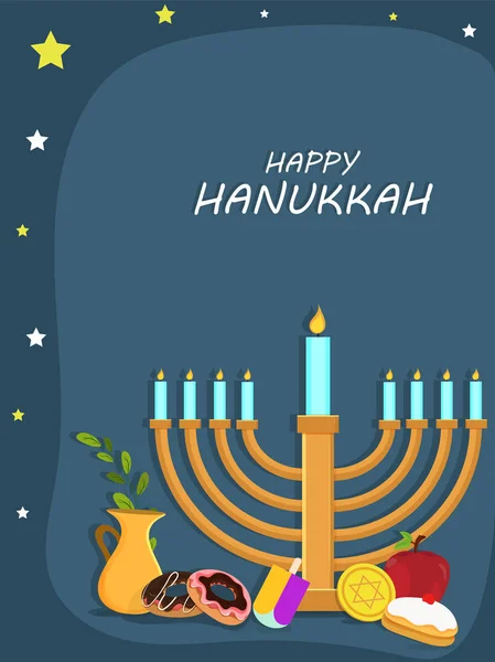 Jewish holiday Hanukkah with menorah (traditional Candelabra), d