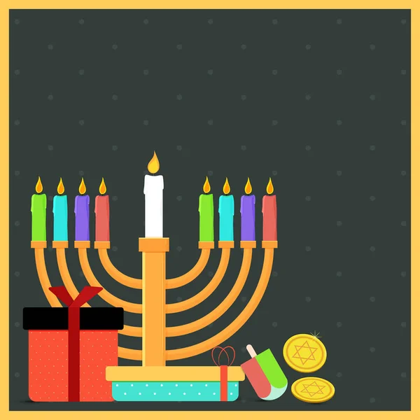 Fiesta judía Hanukkah con menorah (Candelabro tradicional), d — Vector de stock