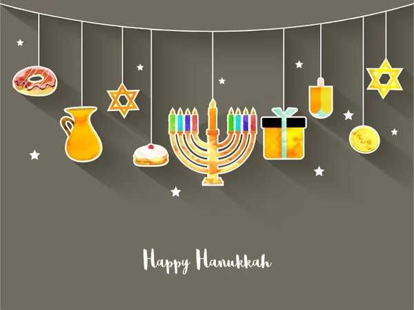 Judiska högtiden Hanukkah med menorah (traditionella kandelabrar), d — Stock vektor