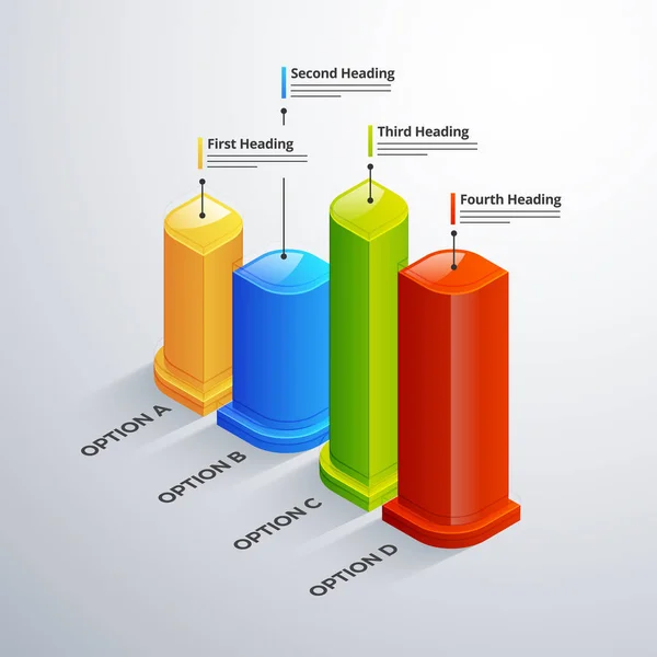 3D Infographic öğe veya grafik adımlarla dört (4) . — Stok Vektör