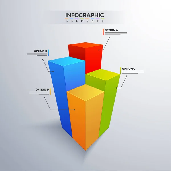 3D element infografikę, lub wykres z czterech (4) kroki . — Wektor stockowy