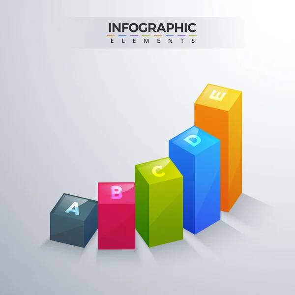 3D element infografikę, lub wykres z pięciu (5) kroki . — Wektor stockowy