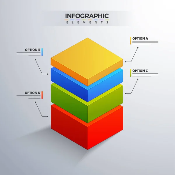 3d infographic 요소 또는 그래프 (4) 단계 . — 스톡 벡터