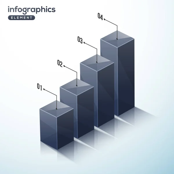 Elemento infográfico 3D, o gráfico con cuatro (4) pasos  . — Archivo Imágenes Vectoriales