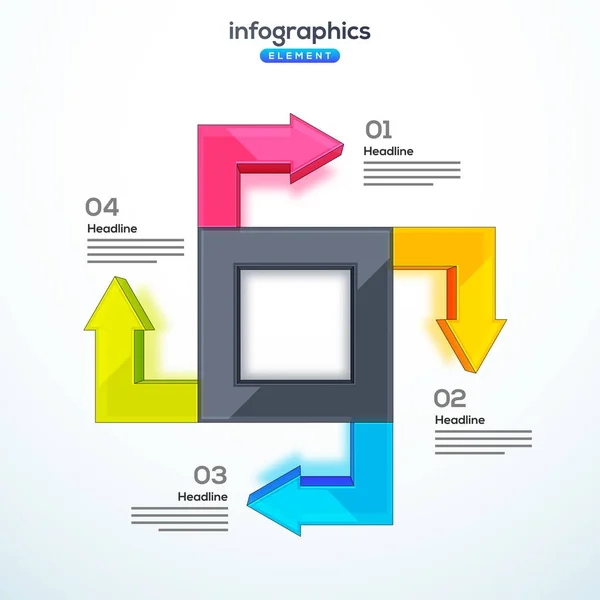 3D infographic element, or graph with four (4) steps. — Stock Vector