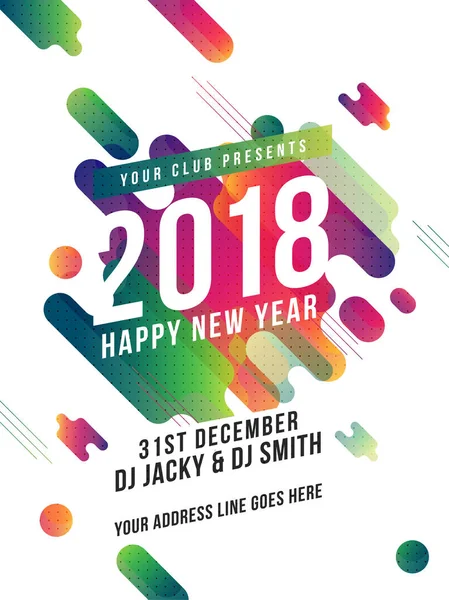 Felice anno nuovo 2018 Festa Celebrazione Poster o Flyer Design . — Vettoriale Stock