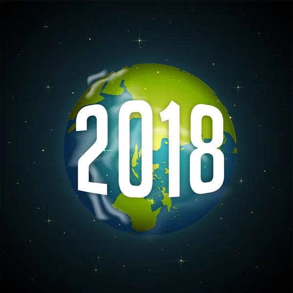 Frohes neues Jahr 2018 Feier-Konzept mit Mutter Erde. keine cr — Stockvektor