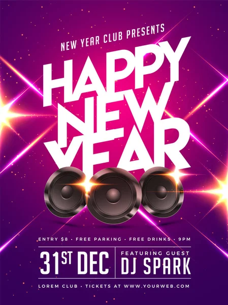 Happy New Year Party Poster, Banner or Flyer Design. — Stock Vector