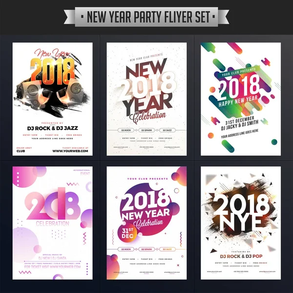 Új év Party ünnepe poszter, szórólap vagy Banner gyűjteménye — Stock Vector