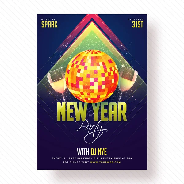 New Year Party Poster, Banner or Flyer Design. — Stock Vector
