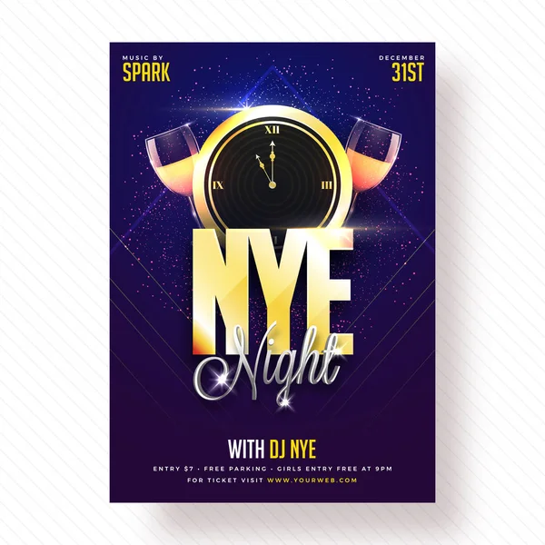 New Year Party Banner, Poster or Flyer Design. — Stock Vector