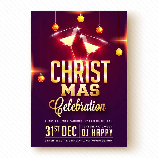 Christmas Party Poster, Banner or Flyer Design. — Stock Vector