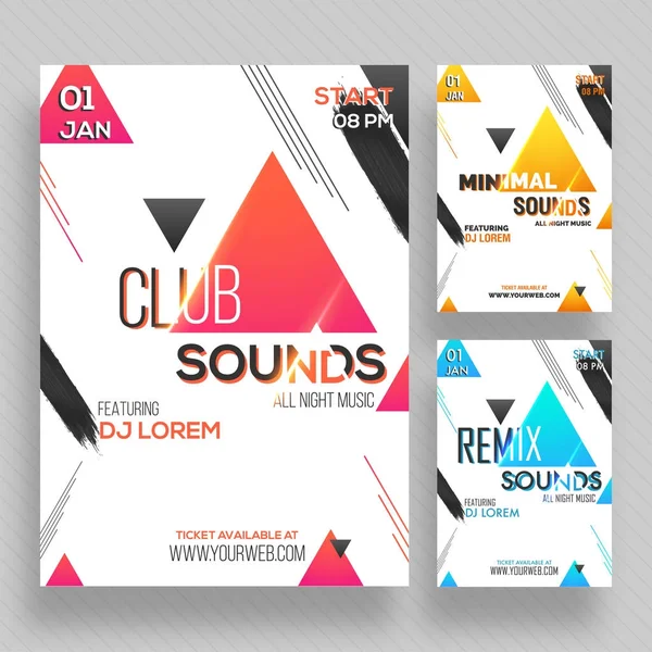 Party Banner of Flyer met drie kleur concepten. — Stockvector