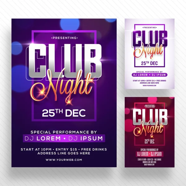 Party Banner of Flyer met drie kleur concepten. — Stockvector