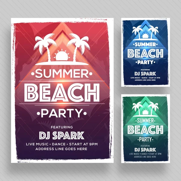 Party Banner or Flyer with three color concepts. — Stock Vector