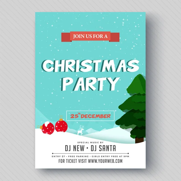 Party Banner or Flyer Design for Christmas Celebrations. — Stock Vector