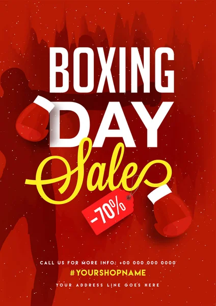 Boxing Day, Sale Banner, Poster or Flyer Design with Discount Of — Stock Vector