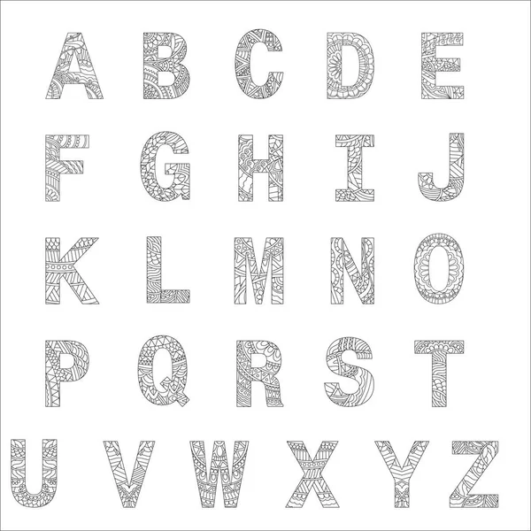 Stylizowane alfabetów, kolorowanka dla dzieci. — Wektor stockowy