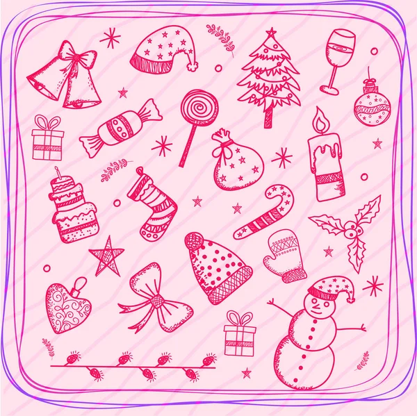 Elemento di design natalizio in stile doodle . — Vettoriale Stock