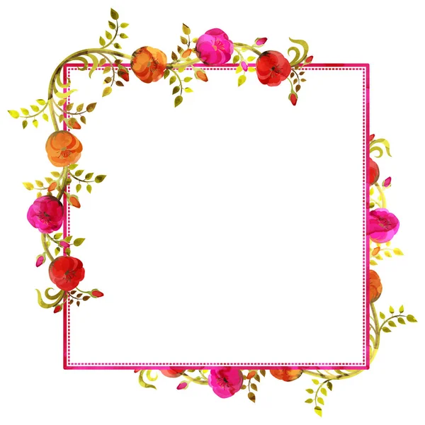 Aquarel bloemen versierd frames. — Stockvector