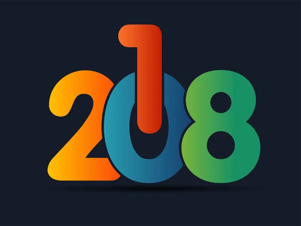 Texto colorido brilhante 2018 no fundo azul para Feliz Ano Novo C — Vetor de Stock