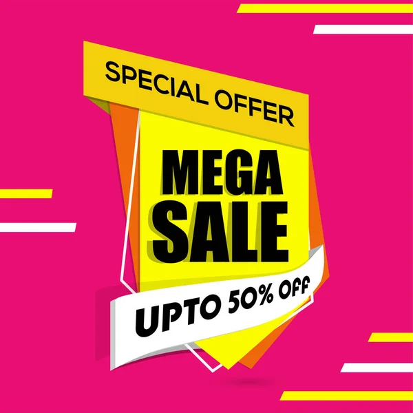 Mega Sale Banner, Sale Poster, Sale Flyer, Sale Vector. 50% Rabatt, — Stockvektor