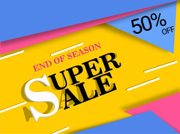 Super Sale Banner, Sale Poster, Sale Flyer, Sale Vector. 50% Off — Stock Vector