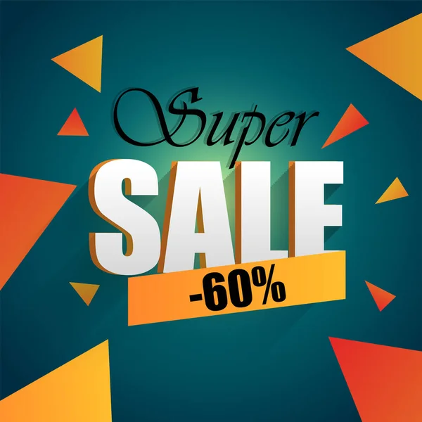 Banner de venda super, Cartaz de venda, Folheto de venda, Vetor de venda. 60% Fora — Vetor de Stock