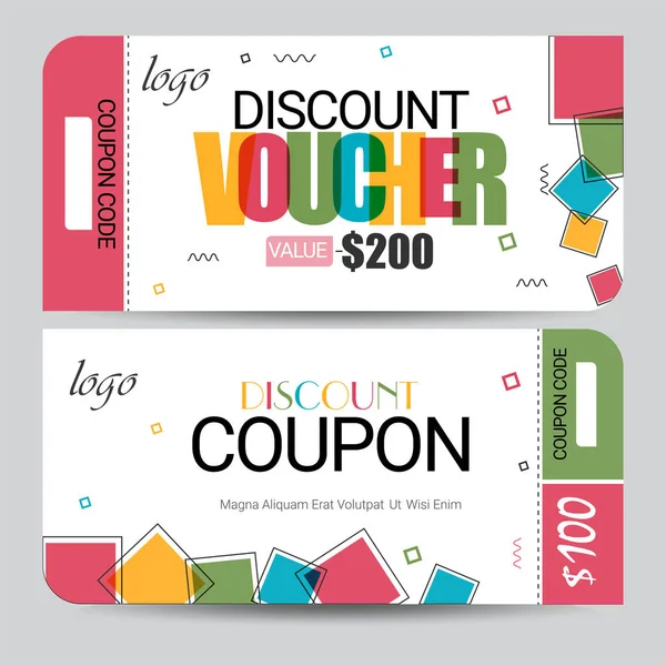 Buoni sconto creativi, Gift Card o layout modello Coupon . — Vettoriale Stock