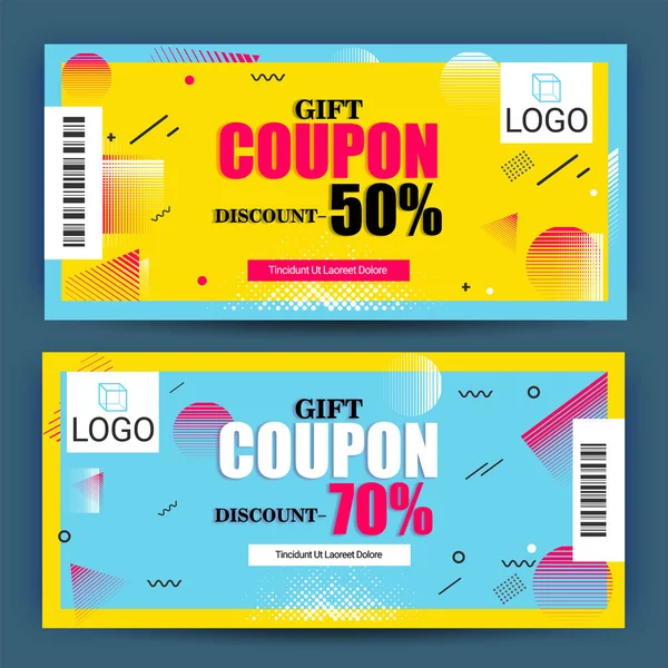 Buoni sconto creativi, Gift Card o layout modello Coupon . — Vettoriale Stock