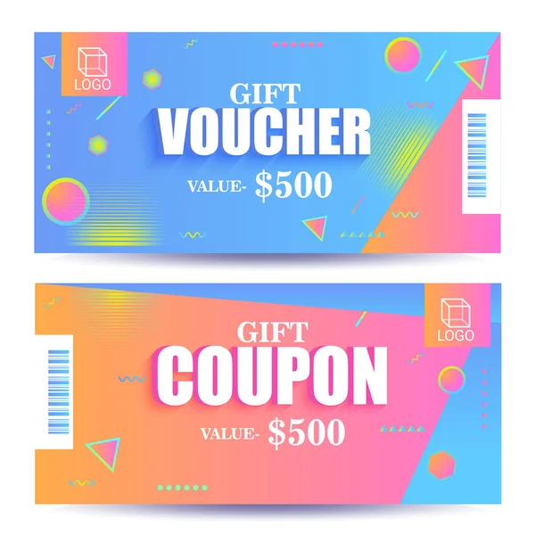 Buoni sconto creativi, Gift Card o layout modello Coupon . — Vettoriale Stock