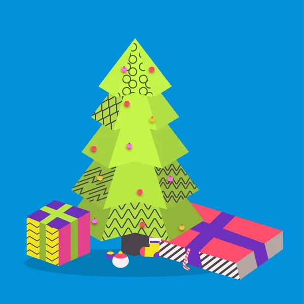 Vrolijk Kerstmis en Nieuwjaar concept met creatieve kerstboom en — Stockvector