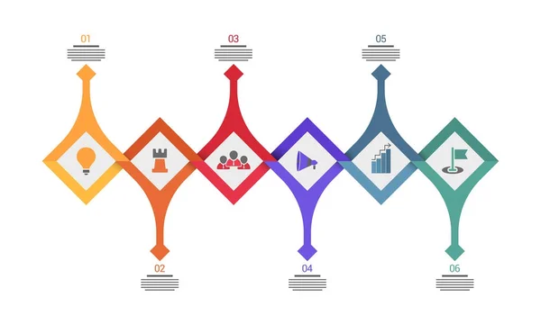 Timeline Layout infografico con 7 passaggi . — Vettoriale Stock