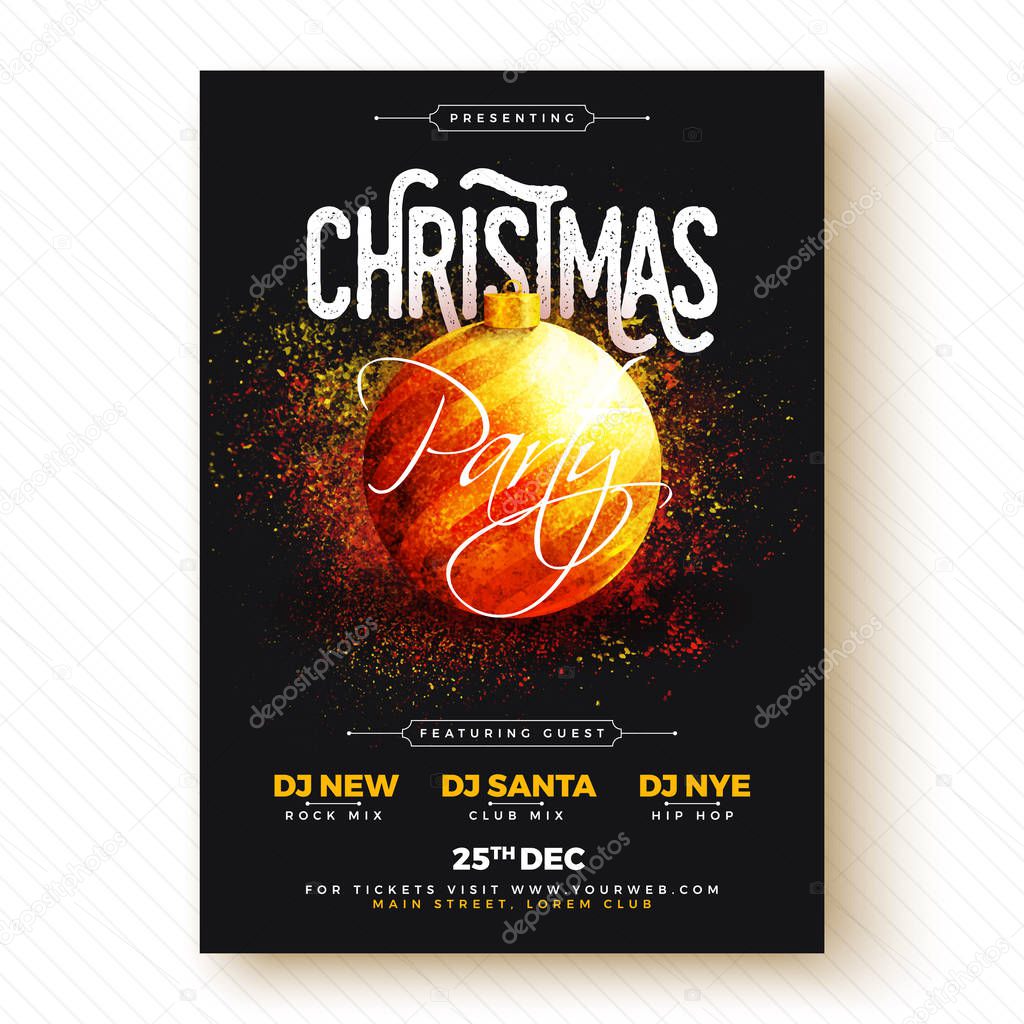 Christmas Party Banner or Flyer Design. 