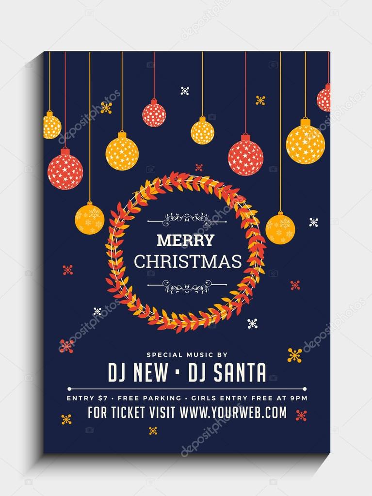 Party Banner or Flyer Design for Christmas Celebrations
