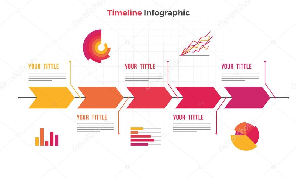 3D Timeline Infographics layout with five(5) steps.