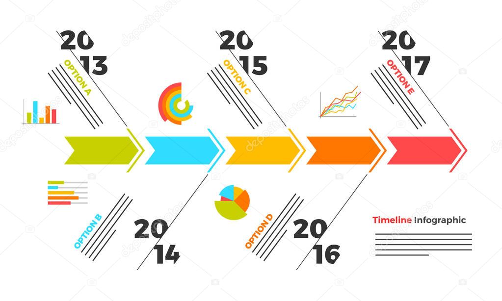 Timeline Infographics layout with six(6) steps.
