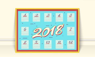 Komple Set 12 ay, 2018 takvim.