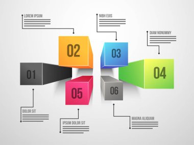 3D Infographic öğe veya grafik adımlarla altı (6) .