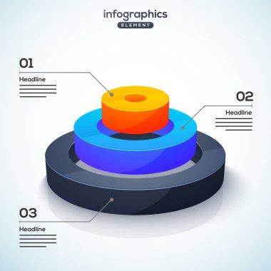 3D Infographic öğe veya grafik adımlarla üç (3) .