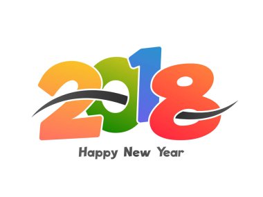 Parlak renkli metin 2018, mutlu yeni yıl arka plan.