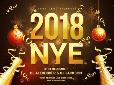 Güzel tatil arka plan ile 3d altın metin 2018 Nye (yeni Y