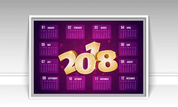 Set completo di 12 mesi, calendario 2018 . — Vettoriale Stock