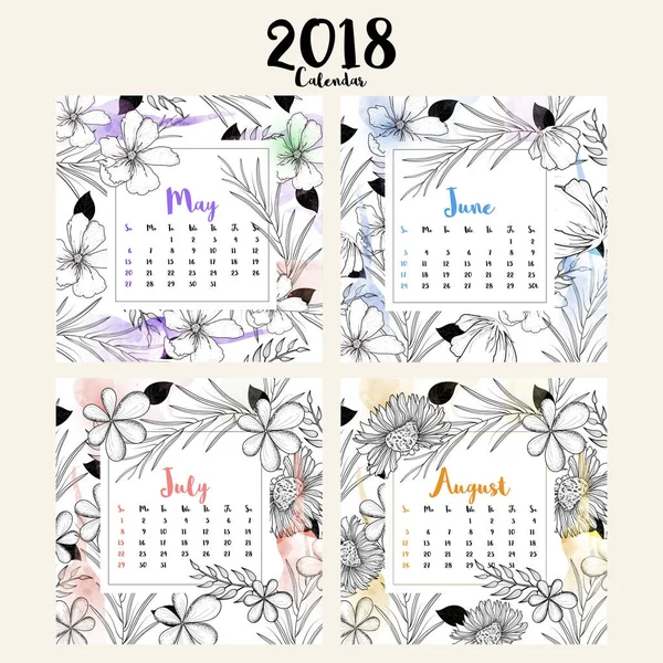 Komple Set 12 ay, 2018 takvim.