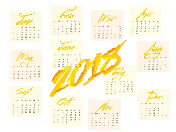 Fullständig uppsättning 12 månader, 2018 kalender. — Stock vektor