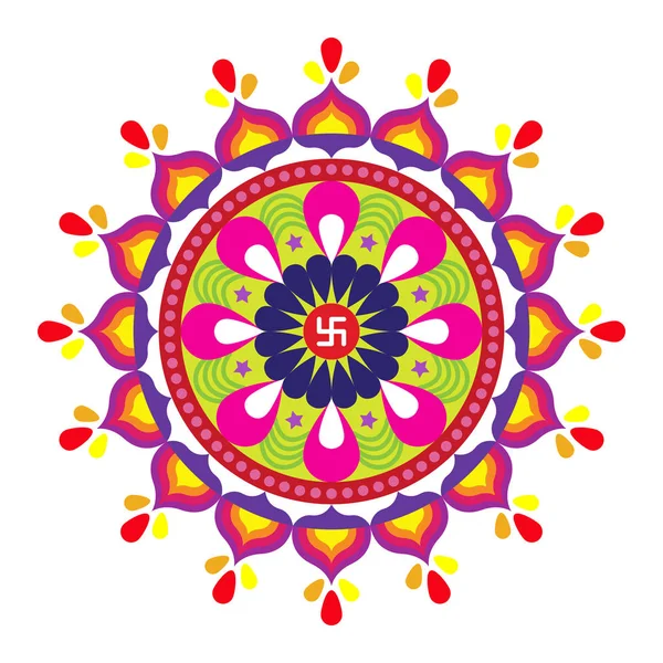 排灯节 (印度彩灯节) 概念与五颜六色的 rangoli — 图库矢量图片