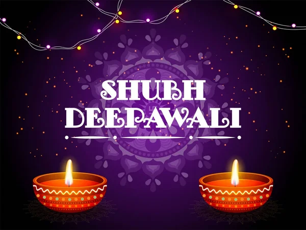 Diwali (indiska festival av ljus) banner design med belysa — Stock vektor
