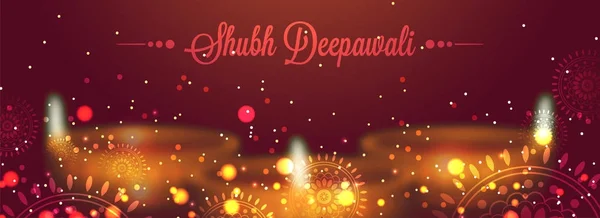 Diwali (indický festival světla web banner design s illumin — Stockový vektor