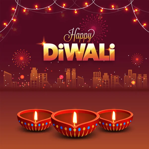 Diwali (ışıkların Hint Festivali) gece arka plan illumin ile